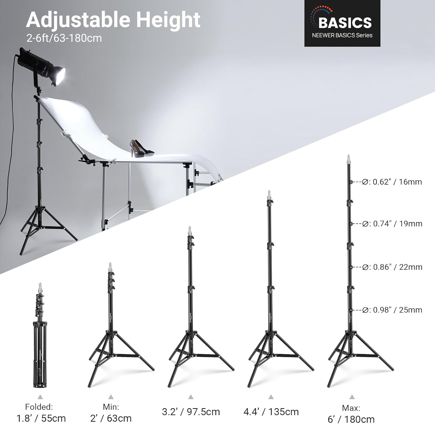 NEEWER Basics 6ft/180cm Photog - đánh giá và giá Photography Lighting Basics