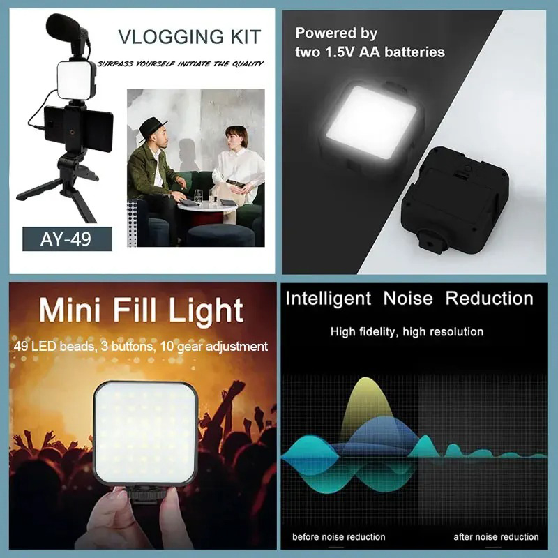 AY49 Smartphone Vlogging Kit W - đánh giá và giá Iris Photography Led Lighting Pack